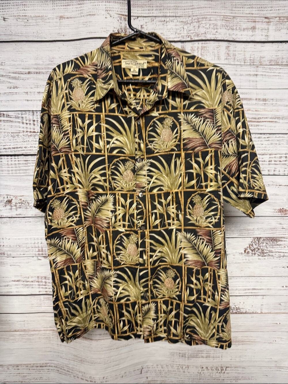 Tori Richard Vintage Men's Tiki Hawaiian Camp Shirt Large Black